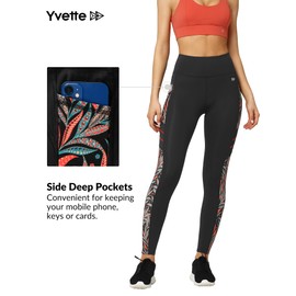 Yvette Printed Workout Leggings for Women High Waisted Yoga Pants with 2 Pockets Non See-Through Tummy Control, Orange Printed, 3XL