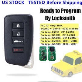 KEYECU for 2013-2020 Lexus GS350 GS450H ES350 Remote Smart Key Fob HYQ14FBA 281451-0020