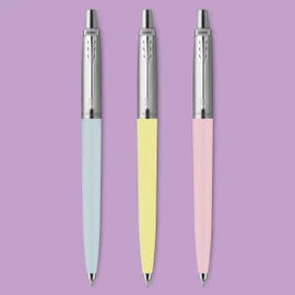 Parker Jotter Originals Ballpoint Pen Pastel Collection | Blue, Yellow & Pink 50s Finishes | Medium Point | Blue Ink | 3 Count