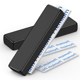 Grtard 2 Pack Neodymium Bar Magnets, Rare Earth Magnets Metal Neodymium Magnet with Double-Sided Adhesive for Fridge and Office Projects, 40x10x5mm(Black)