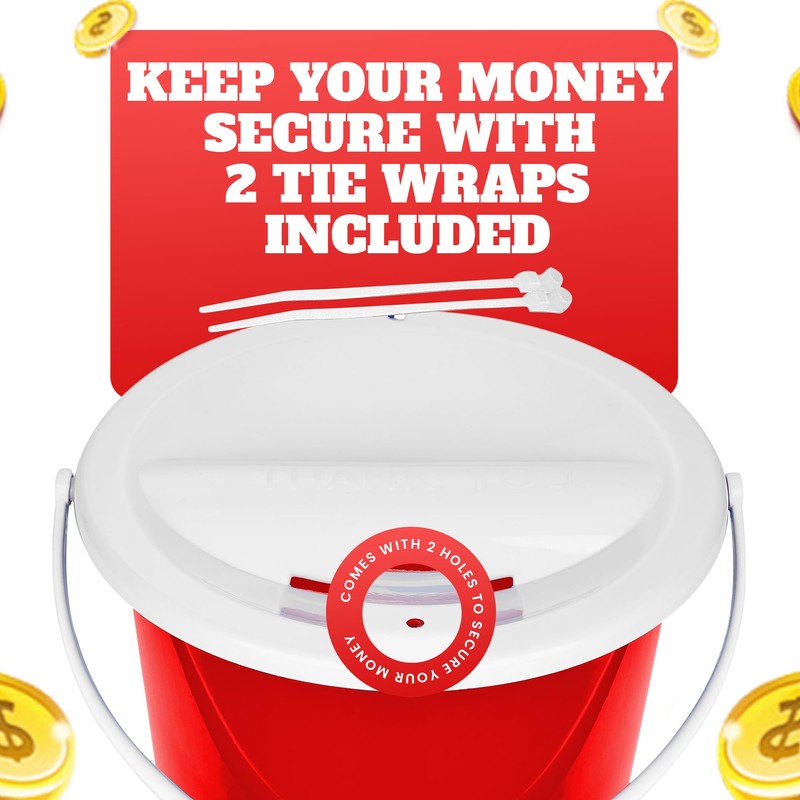 Plastic Street Charity Donation Can Coin Collection Bucket with 2
