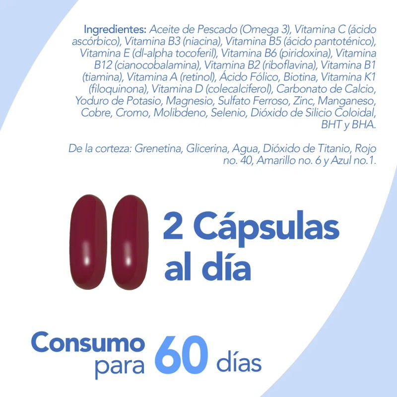 Men Multivitamínico + Omega 3 120 Softgels de 1,300 mg