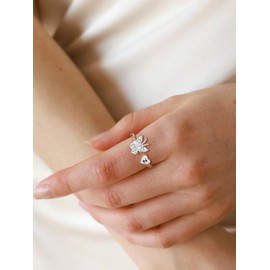 Stackable Initial Ring Adjustable - Sterling Silver CZ Buttefly Ring, Dainty Initial Letter Y Name Rings Hypoallergenic Alphabet Ring for Women