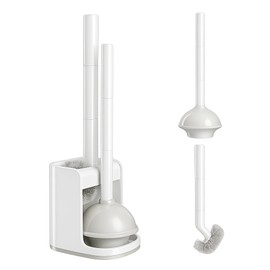 Combo de émbolo de inodoro y cepillo para polvo de tazón para limpieza de baño, negro, 1 juego