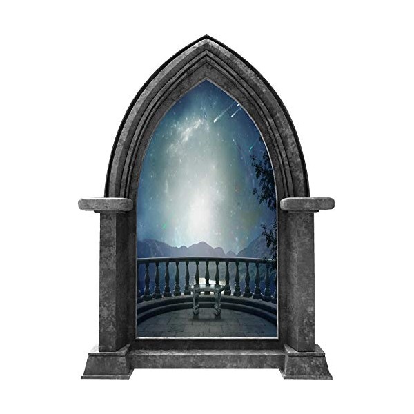 24" Castle Scape Balcony Mountain View Granite 3D Window Wall