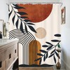 KOMLLEX Boho Abstract Mid Century Shower Curtain Modern Aesthetic Leaves