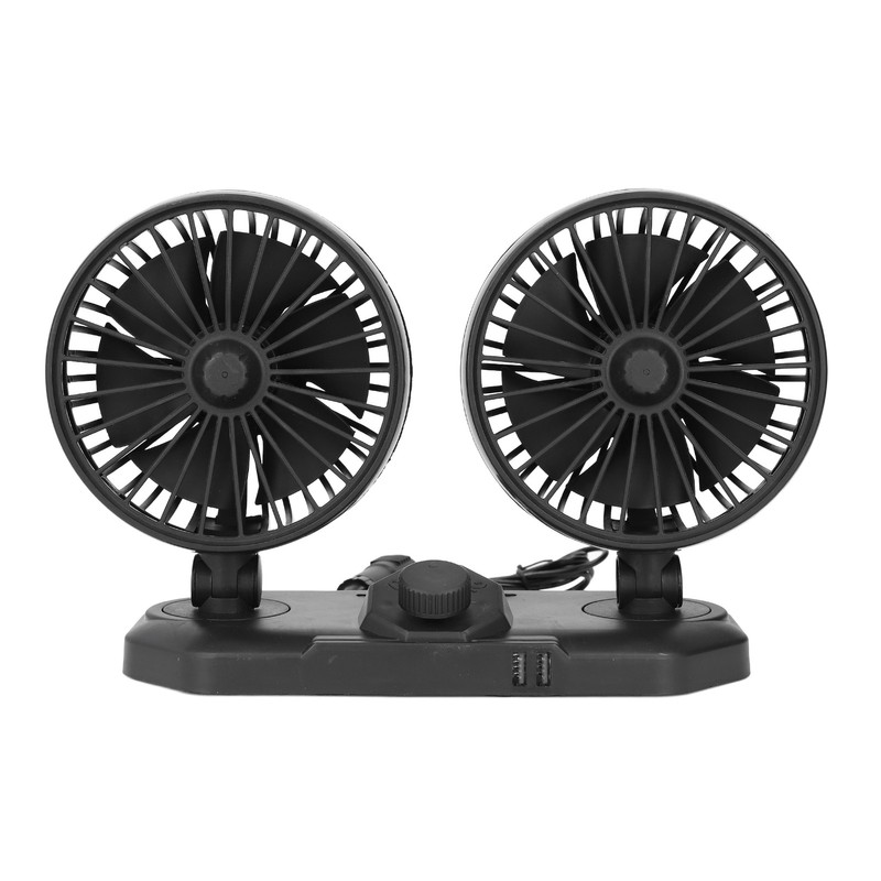 Car Fan Dual Head 24v 360° Adjustable Powerful USB Car
