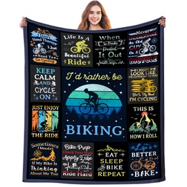 DikiTeenz Bicycle Cycling Blanket for Men Unique,Mountain Biking Gifts for Men,Gifts for Cyclists,Gifts for A Bicycle Enthusiast,Biking Throw Blanket for Women Kids Adults 80"x60"
