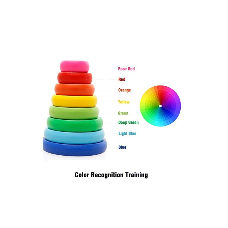 Wooden Tower of Hanoi Intellectual Toy Brain Teaser 8 Rings