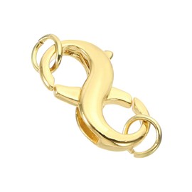 PATIKIL Double Lobster Clasp, Necklace Clasps and Closures Necklace Extender Copper with Ring for DIY Jewelry Repair Kit Bracelet Closing, Golden