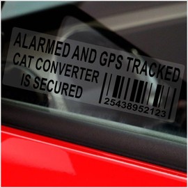 5 x Stickers CAT Catalytic Converter Secured Alarmed and GPS Tracked Window Security Warning Labels Car Van Truck Taxi Mini Cab Bus 76x25mm Black on Clear