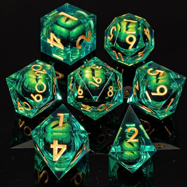Power Beast Dungeon Dice Set Rotating Dragon Eye, 7 Role Playing Game Dice, Polyhedral Dice Set, Dungeons and Dragons, D&D, DND, Dungeon Master