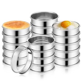 Tobeelec 20 Pcs English Muffin Rings, Stainless Steel Crumpet Rings, Non Stick Double Rolled Muffin Ring for Baking Fluffy Muffins, Pancakes, Pastry, Omelette, Metal Round Ring Pastry Ring for Baking