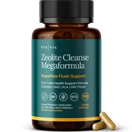 Gut Cleanse & Liver Detox Supplement with Zeolite, Glutathione, NAC, Chlorella, Spirulina, ALA, Cilantro, Milk Thistle & Shilajit, Vegan Keto 90ct