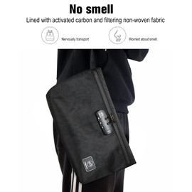 FIREDOG Smell Proof Bags with Lock, Carbon Lined Odor Proof Pouch Large Smell Proof Case Container for Travel Storage (Gray, 10.8"x8.8")