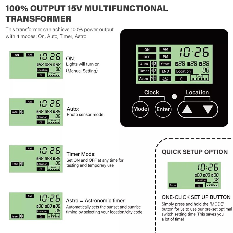 VENUS MANUFACTURING 60W Outdoor Low Voltage Transformer with Timer
