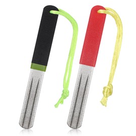 QfwdfcTrenz 2-Piece Fish Hook Sharpeners Set, Double Sided Diamond File, Fine and Medium Grit, Portable Grinding Tool
