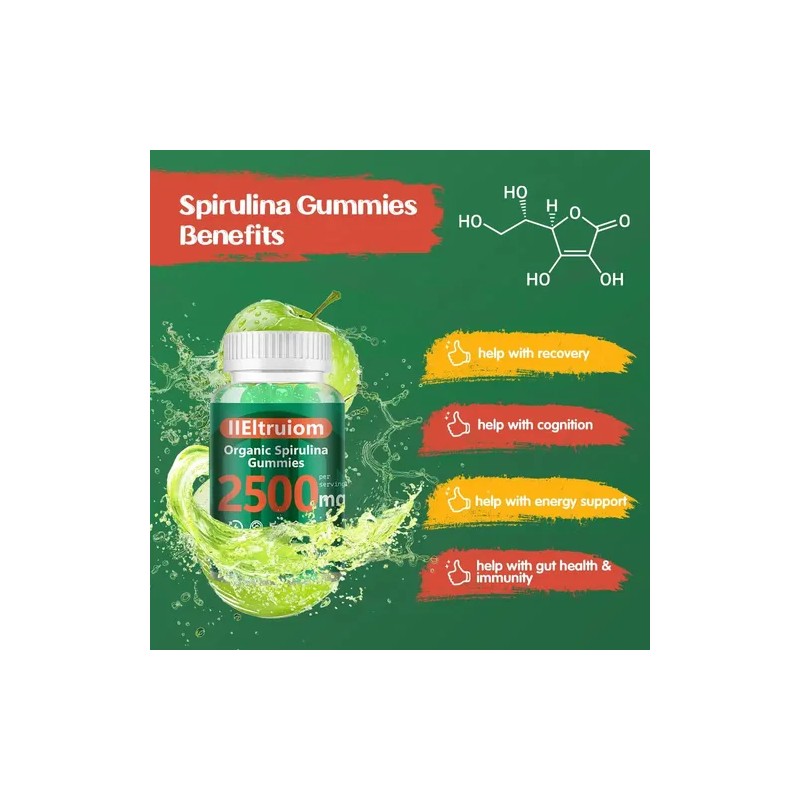 Iieltruiom Gomitas De Espirulina Orgánica 2500mg 120 Vegan