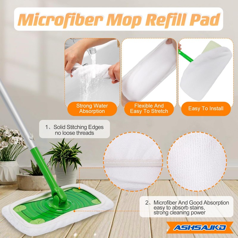 4 Pack Reusable Mop Refill Pad Suitable for Swiffer Sweeper