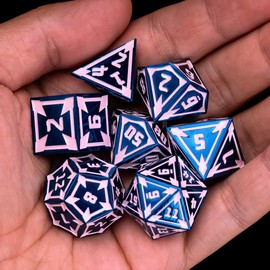 UDIXI Metal Dice Set D&D, 7-Piece Heavy Metallic DND Dice Set with Gorgeous Gift Case for Dungeons and Dragons Role Playing Game and Tabletop Game (Blue)