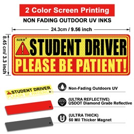 Sukh Student Driver Car Magnet - Be Patient Student Driver Magnet New Student Driver Sticker Funny Safety Rookie Driver Car Bumper Magnets 3 Pcs