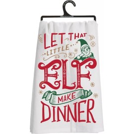 PBK Christmas "LET THAT LITTLE ELF MAKE DINNER" Kitchen Towel 28"~Hand/Tea/S