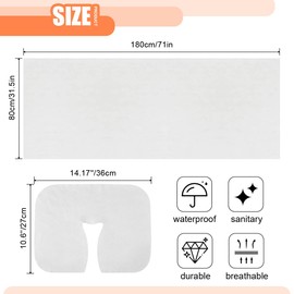 Rngwaper 100 Pcs Disposable Massage Table Sheet Set - 50Pcs Breathable Spa Bed Sheets and 50 Pcs Face Cradle Covers/Headrest Covers