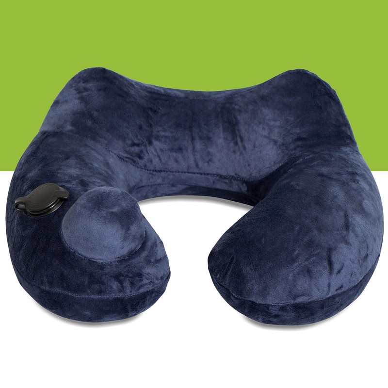 Grinscard Travel Neck Pillow with Carry Bag - Blue Approx.