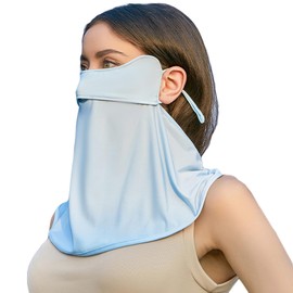 AWOCAN Balaclava Neck Gaiter with Ear Sun Protection Loops Scarf Bandana UPF 50+ Face Covers Breathable Reusable Sport Face Scarf Mask (BLUE)