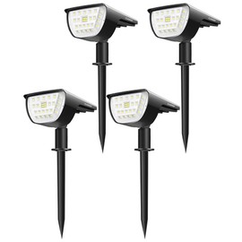 Claoner 32 LED Solar Landscape Spotlights, Wireless Waterproof Solar Landscaping Spotlights Outdoor Solar Powered Spotlights for Yard Garden Driveway Porch Walkway Pool Patio- Cold White(4 Pack)