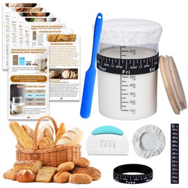 34oz Sourdough Starter Kit,Large Capacity Glass Sourdough Starter Jar, Reusable Starter Set of Sourdough Bread Baking Supplies with 7 Essential Yeast Starter Tools