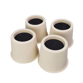 DIY 4 Inch Round Bed and Furniture Risers, 4 pack Beige support leg for chair, table, sofa, Lift up to 800 kgs/1,760 lbs, Durable Sturdy Plastic