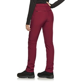 TSLA Women's Softshell Winter Snow Ski Pants, Fleece Lined Waterproof Hiking Pants, Insulated Work Outdoor Pants, 2-layer Maroon, 6