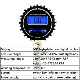 ZKTOOL LCD Digital Compression Tester Automotive,Digital Compression Gauge 250 PSI,Automotive Engine Compression Tester Adapter Kit,Engine Cylinder Compression Tester Kit