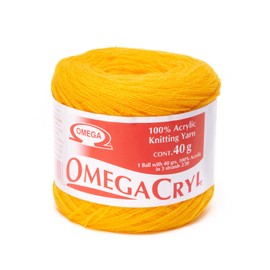 OMEGACRYL [40grs] by Omega - 3-Thread Yarn Ideal for Embroidery, Knitting and Crafts - Color 37-Amber Yellow 31