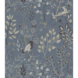 Timeet Vintage Floral Wallpaper Peel and Stick Dark Blue Floral Contact Paper 15.5"x197" Self Adhesive Removable Wallpaper for Bedroom Living Room Wall Covering