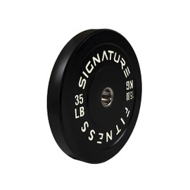 Signature Fitness 2" Olympic Bumper Plate Weight Plates with Steel Hub, 35LB Single, Black
