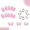 Medium Press On Nails Square Fake Nails Flower With Glitter