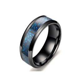 MAGIIE 8 mm Titanium Rings for Men, Celtic Dragon Rings, Wedding Rings, Men's Black Cubic Zirconia Ring, Partner Rings, Friendship Rings, Size 60 to 70 (Blue Dragon, 64), Stainless Steel, No Gemstone