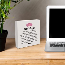 5 x 5 Inch Office Sweet Office Farmhouse Office Wooden Box Sign Home Office Decorations for Coworker Friend Colleague Work Home Bedroom Living Room Cubicle Desk Shelf Table Decor