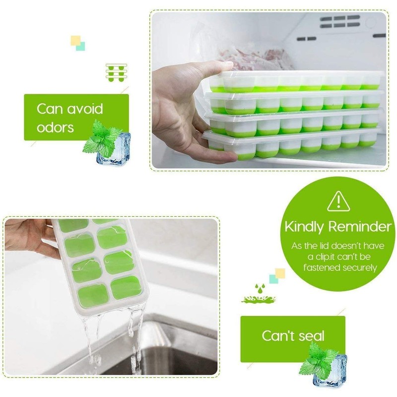 Ice Cube Trays, Silicone Easy-Release and Flexible 14-Ice Trays with