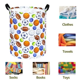 ACMUUNI 19.7" Round Kids Laundry Basket Balls Gift Basket Storage Laundry Hamper Laundry Basket Baby Toys Nursery Bin with Handles,Storage Basket for Kids Room Bedroom Decor