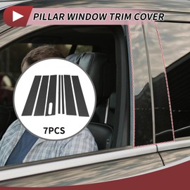 HEROFFIX 7 Pcs Door Pillar Window Trim for Ford Explorer Sport Trac 2001-2005 Front Rear Left Right Anti Scratch Sticker Pillar Posts Door Outer Exterior Cover Carbon Fiber Pattern Black