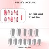 IMRAIN Press on Nails Long Coffin Fake Nails Red French