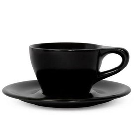 notNeutral LINO Porcelain Cup & Saucer (Black, Small Latte, 2)