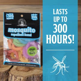 Grandpa Gus's Natural Mosquito Repellent Bracelets for Family, 300 Hours Protection, DEET-Free, Summer Outdoor Beach Camping Essentials, Glow in The Dark Assorted Colors, 24 Bands