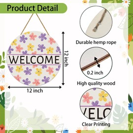 Spring Decorations for Home Spring Front Door Decor Floral Wreaths for Front Door Wreath Wooden Welcome Sign Hanger for Wall Porch Indoor Home Decor