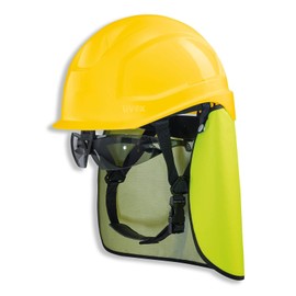 UVEX Pheos S-KR IES Safety Helmet with Safety Goggles and Neck Protection, Work Safety Helmet, Set Including Safety Goggles with BG BAU Promotion, Colour: Yellow