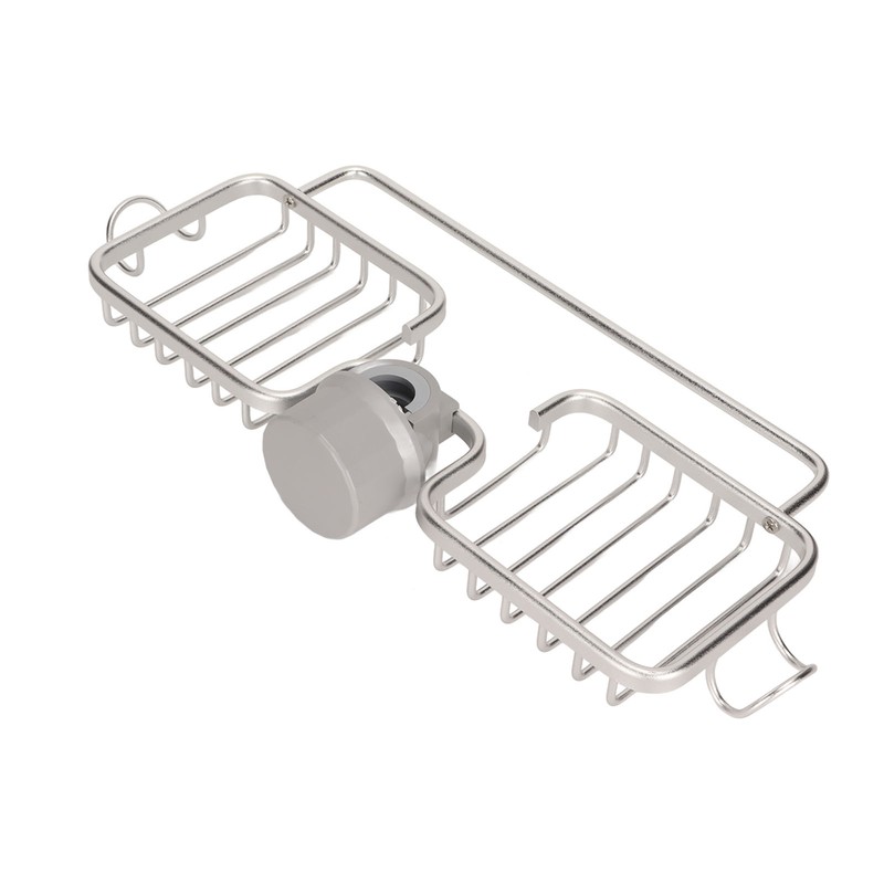Faucet Storage Shelf Aluminum Plastic Two Containers with Towel Rod