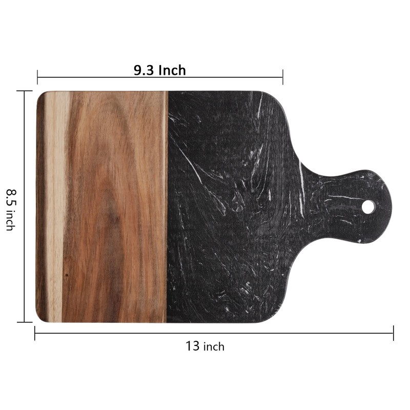 Coloch Marble and Acacia Wood Cutting Board, Black Charcuterie Chopping